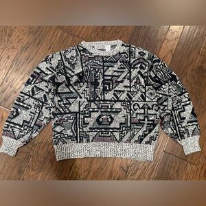 Women’s Method Geometric Patterned Sweater - Black/Gray/White/Pink size L/XL